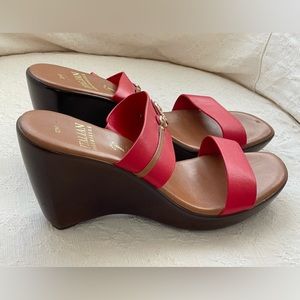 New Italian Shoemakers Red Sandals with buckle ornament